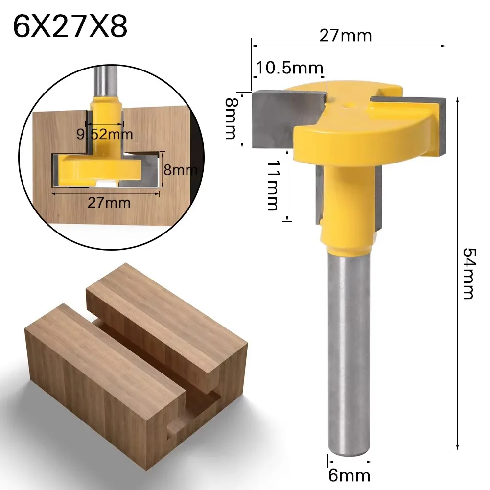 1PC 6MM Shank Milling Cutter Wood Carving T-Slot & T-Track Slotting Router Bit Woodworking Tenon Milling Cutter Chisel Cutter