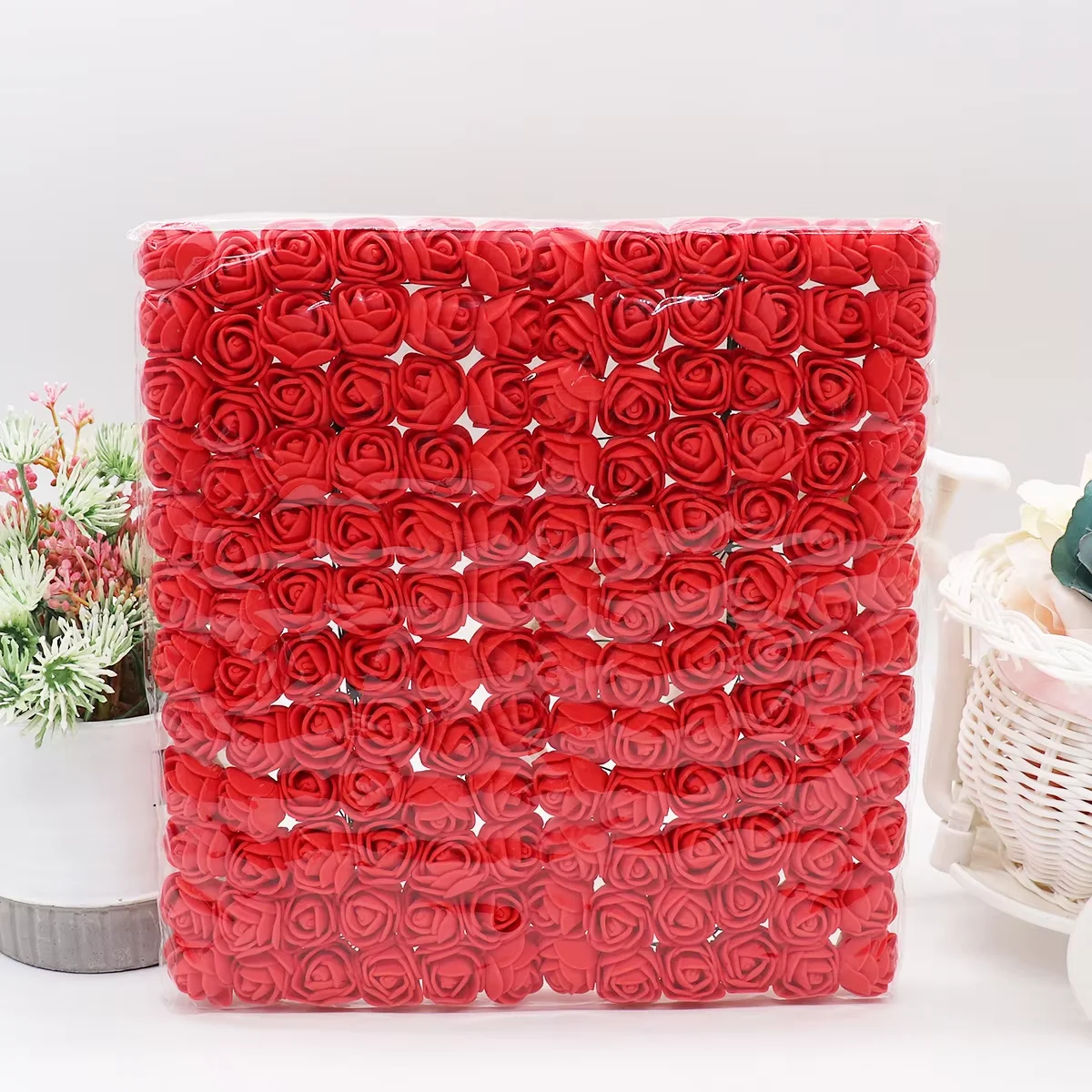 144pcs 2cm Decorative Teddy Bear Rose PE Foam Artificial Flower Bouquet For Home Wedding Decoration DIY Wreath Fake Flower