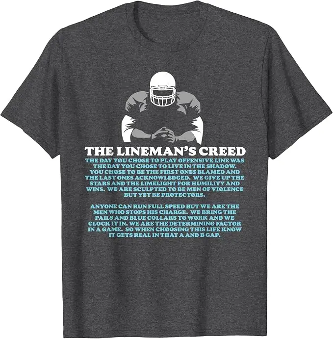 Offensivliner-Gelübde: Leben im Schatten O-Line T-Shirt Y2k Defensivliner-Ausrüstung Sportbekleidung Football-Sprücher-T-Shirt Neuheit – Detail 8
