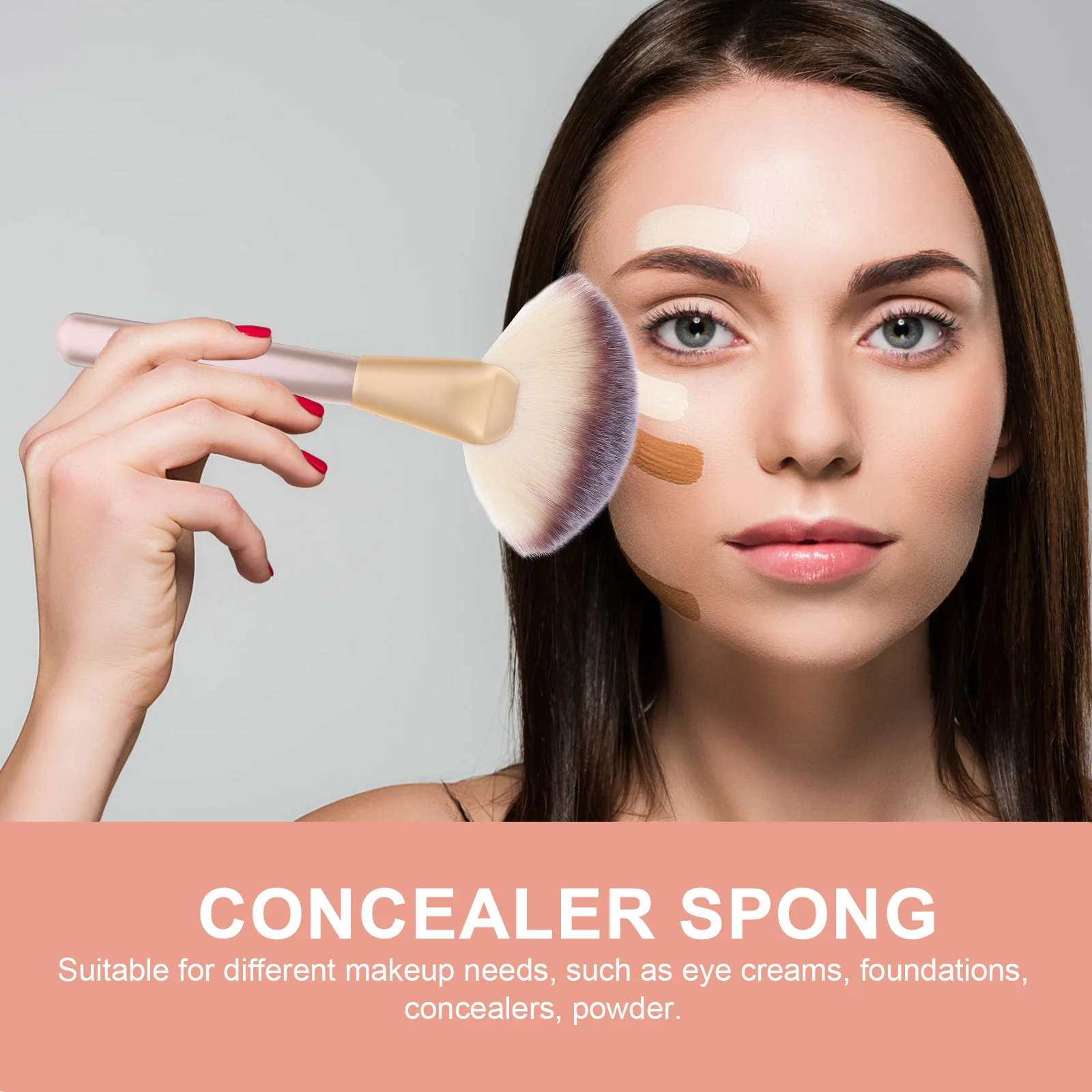 

1Set Fan Makeup Brush Set Wooden Handle Soft Nylon Bristles Facial Makeup Blush Powder Highlighter Applicator Multipurpose