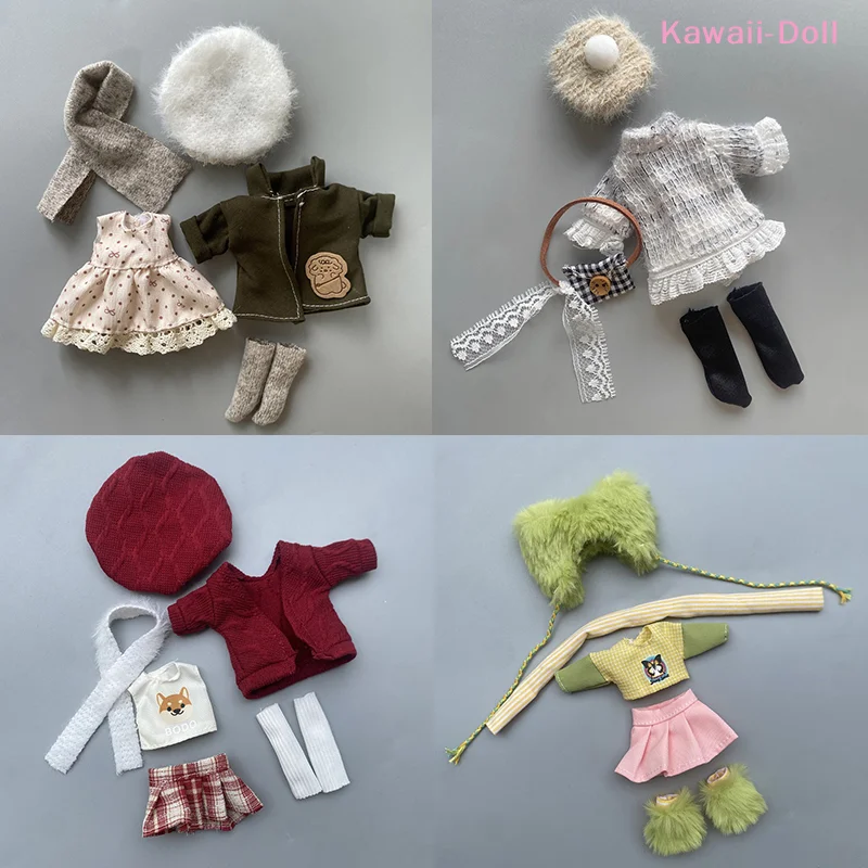 1Set 16-17cm Cute Doll Clothes Dolls Outfit Suit Accessories Fashion Style Doll Dress Up (NO Doll)