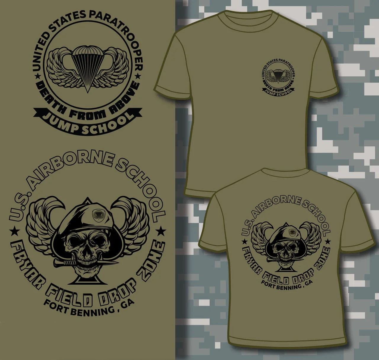 US Airborne School - Fryar Field Jump Zone - Fort Benning, GA T-Shirt 100% Cotton O-Neck Short Sleeve Summer Casual Mens T-shirt