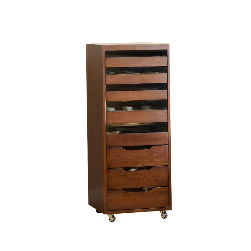 

Customized medieval solid wood dental cabinet household storage side cabinet living room tea set storage jewelry rack