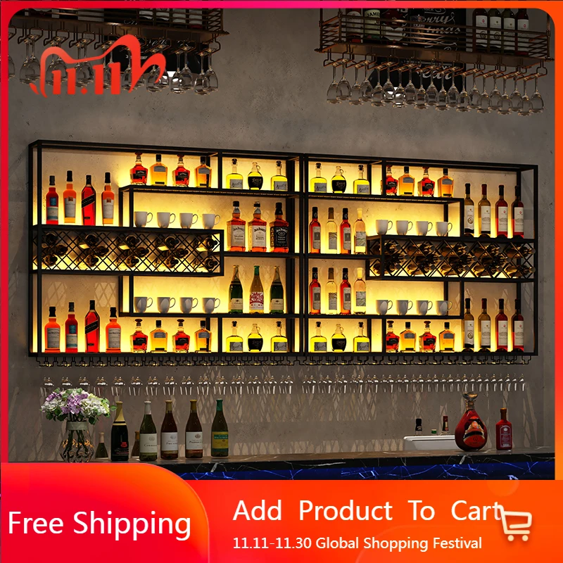 

Modern Display Wine Cabinet Design Simple Minimalist European Wine Cabinet Outside Corner Lighted Metal Estante Bar Furniture
