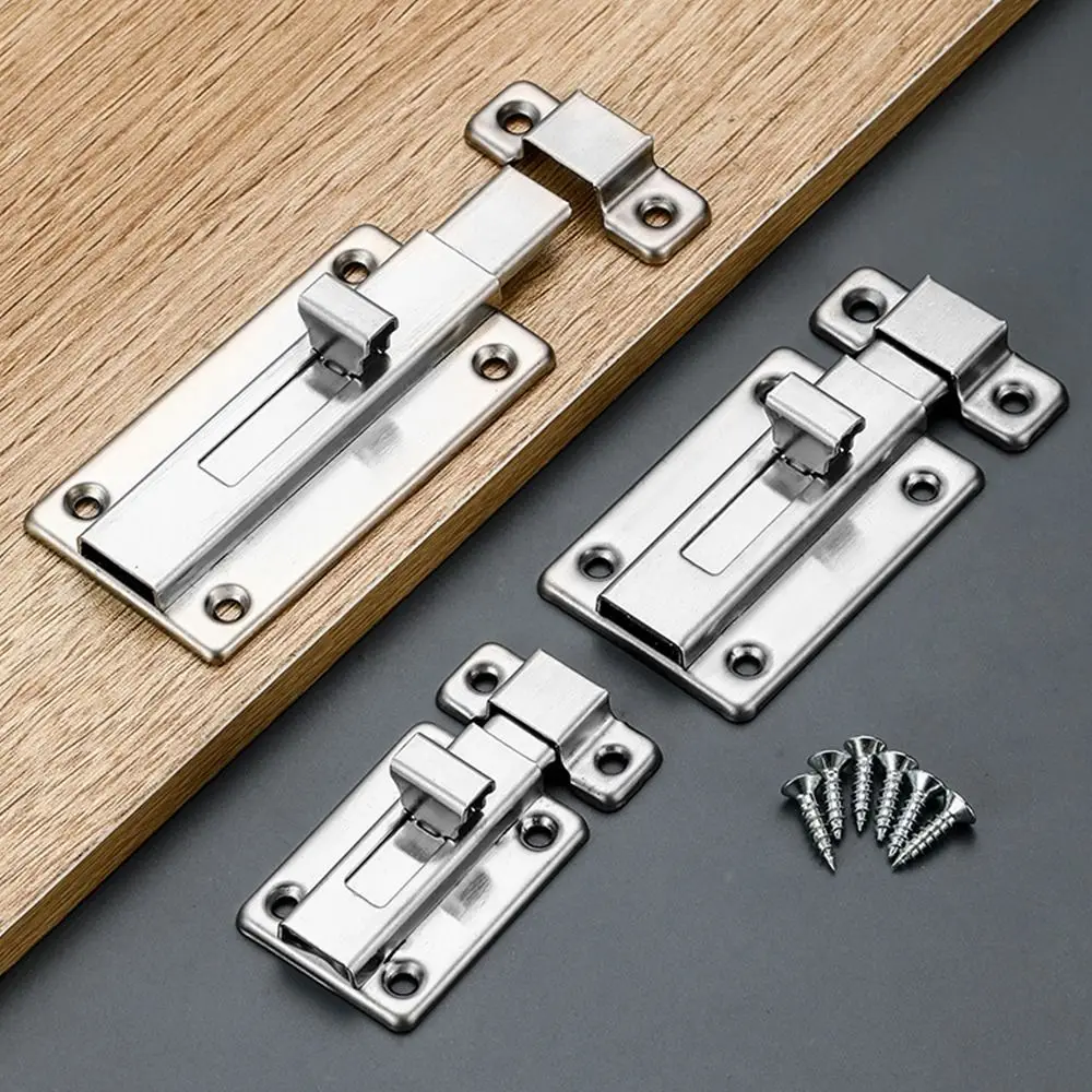 1Set 2/3/4inch Stainless Steel Door Latch Hasp Buckle Bolt Hotel Office Security Lock Wooden Gate Window Kitchen Home Anti-theft