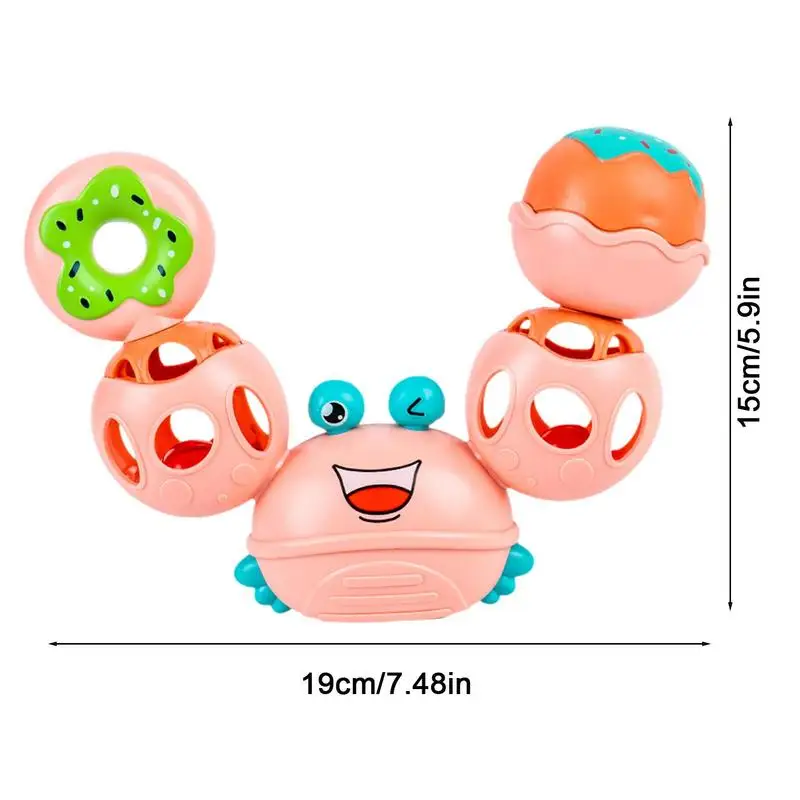 아기 딸랑이 장난감 Teether 손 징글 흔들리는 벨 딸랑이 게 모양 교육 완구, 신생아 딸랑이 Teether 장난감 선물