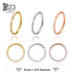 14G/16G/18G G23 tytanowy pierścienie nosowe Segment chrząstka ucha Tragus kolczyki Helix obręcze przegroda zatrzaskowe Piercing biżuteria