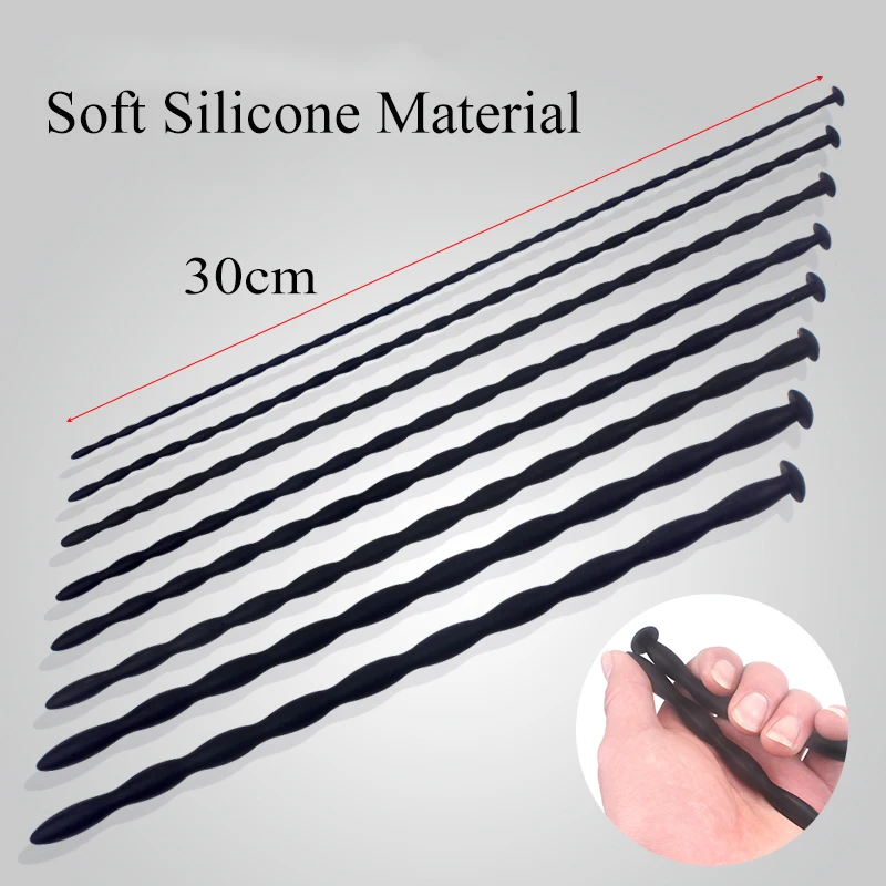 30cm Silicone Urethral Stretcher Catheter Dilator Enhancer Sex Toys For Man Flexible Urethral Sound Beads Plug Masturbation Rod