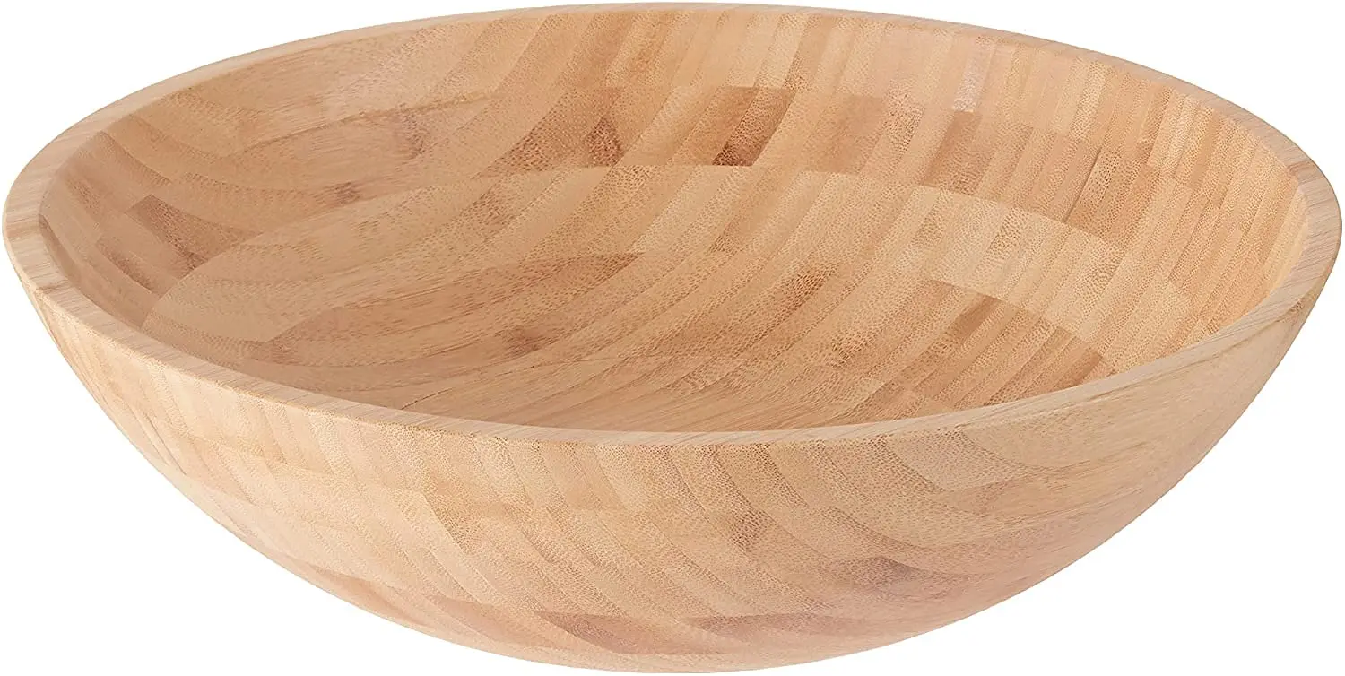 

Natural Bamboo Salad Bowl for Fruits and Cereal, 14" Diameter x 4" High