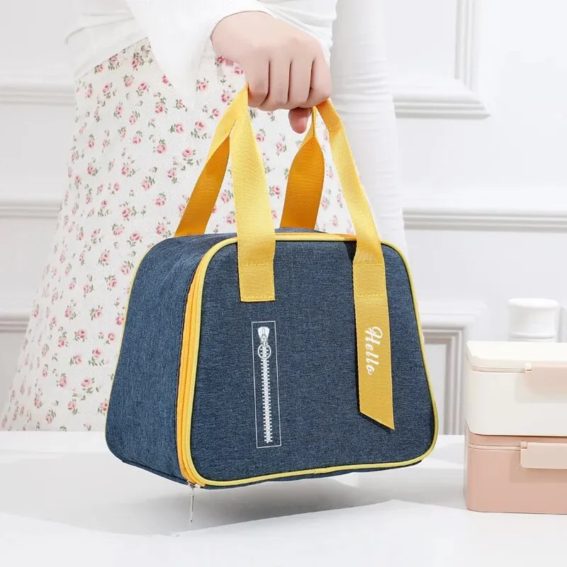 Portable Lunch Bag Lunch Box Insulated Canvas Tote Pouch School Bento Portable Dinner Container Picnic Food Storage