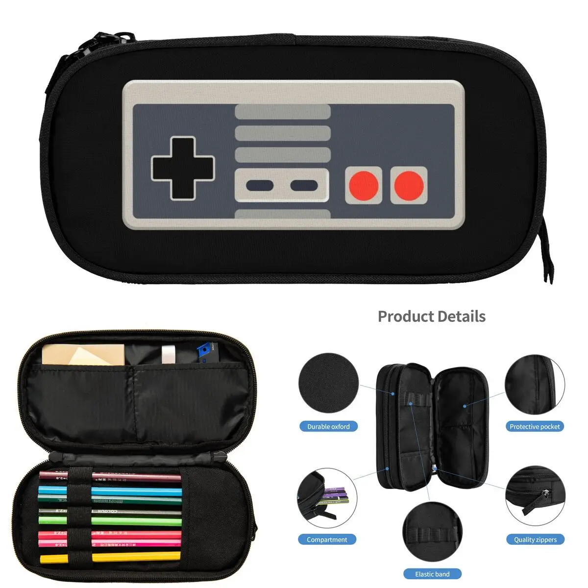 ヴィンテージゲーマー鉛筆ケース学生ギフトペンボックス鉛筆バッグ大容量鉛筆ポーチ収納文具用品