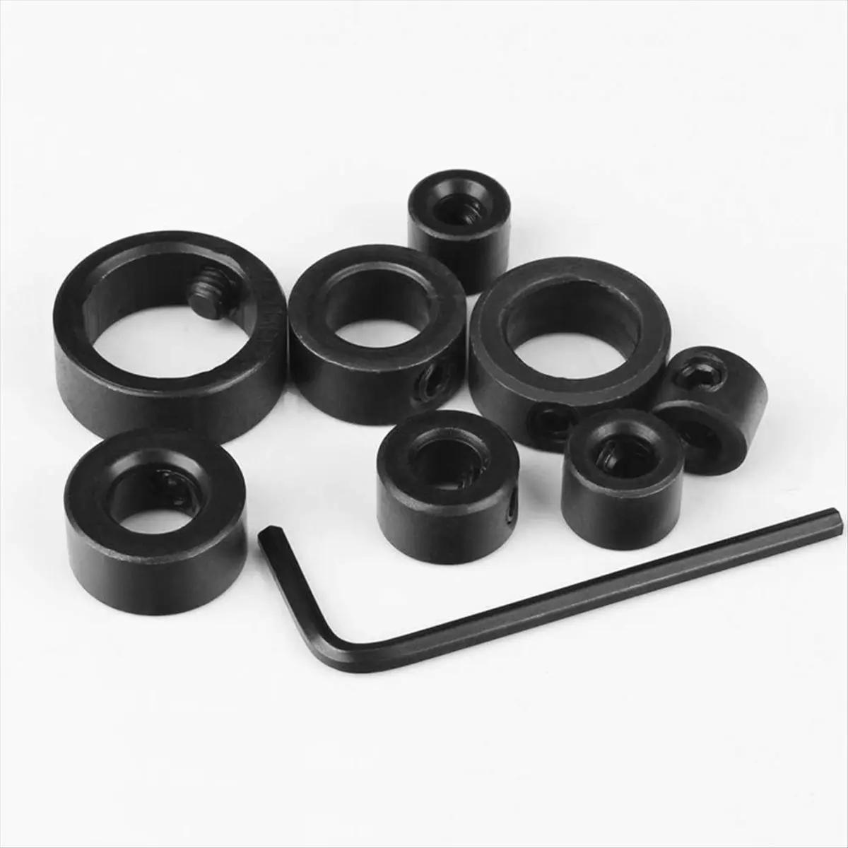 

(HOPE) 9 PCS Drill Bit Stop Collar Set with Allen Wrench, Adjustable Depth Stopper, Imperial Size Markings - 1/8" to 5/8"