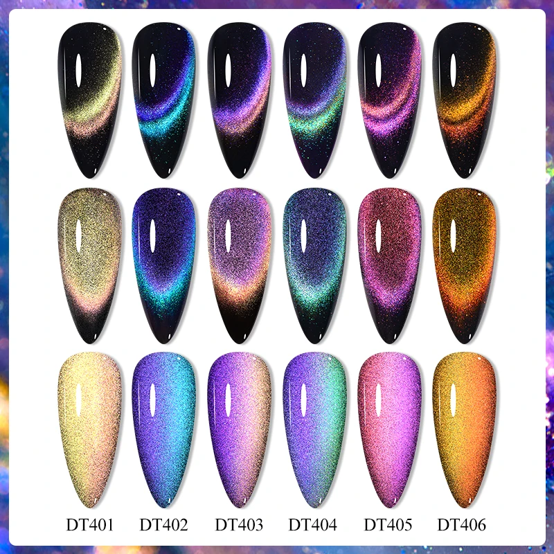 8pcs/set 9D Magnetic Cat Eye Gel Nail Polish Set with Soak-Off Formula and Magnetic Stick - Create Stunning Nail Art with Ease