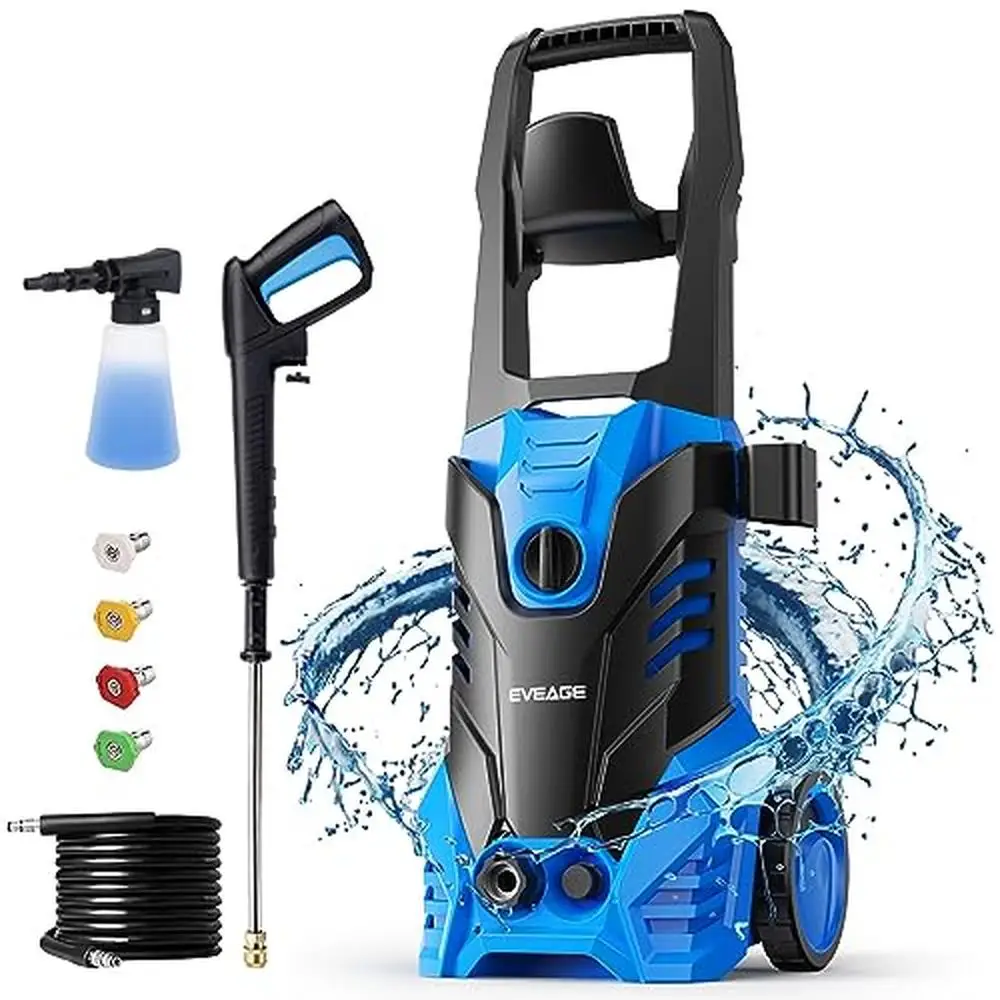 

Electric Powerful Pressure Washer 3500PSI Max 2.5GPM Hose Reel 4 Nozzles Soap Tank Clean Cars Garden Yard Patios Outdoor