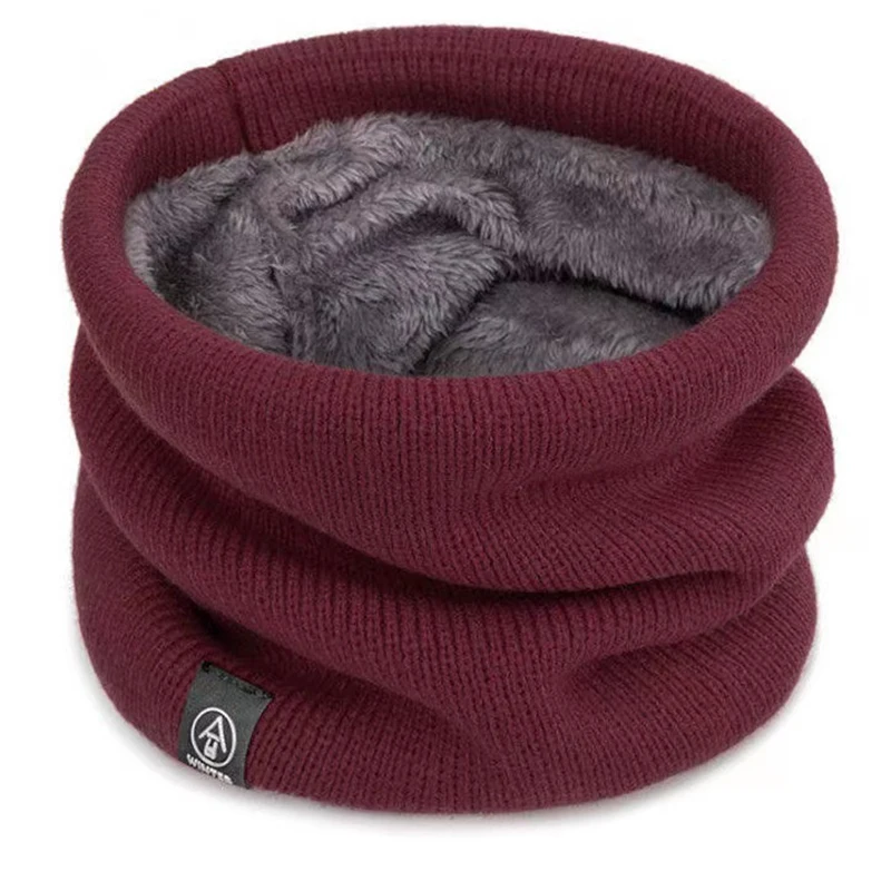 Unisex Solid Cashmere Plush Warm Winter Ring Scarf Women Men Knitted Full Face Mask Snood Neck Scarves Bufanda Thick Muffler New