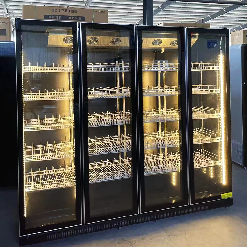 Vitrine de bière et de boissons, armoire tendue et fraîche, congélateur commercial d'alcool à trois portes