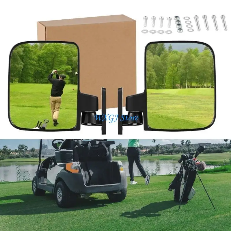 

37JE 1Pair Adjustable Golf Cart Side Glass Rear View Glass Universal Club Car
