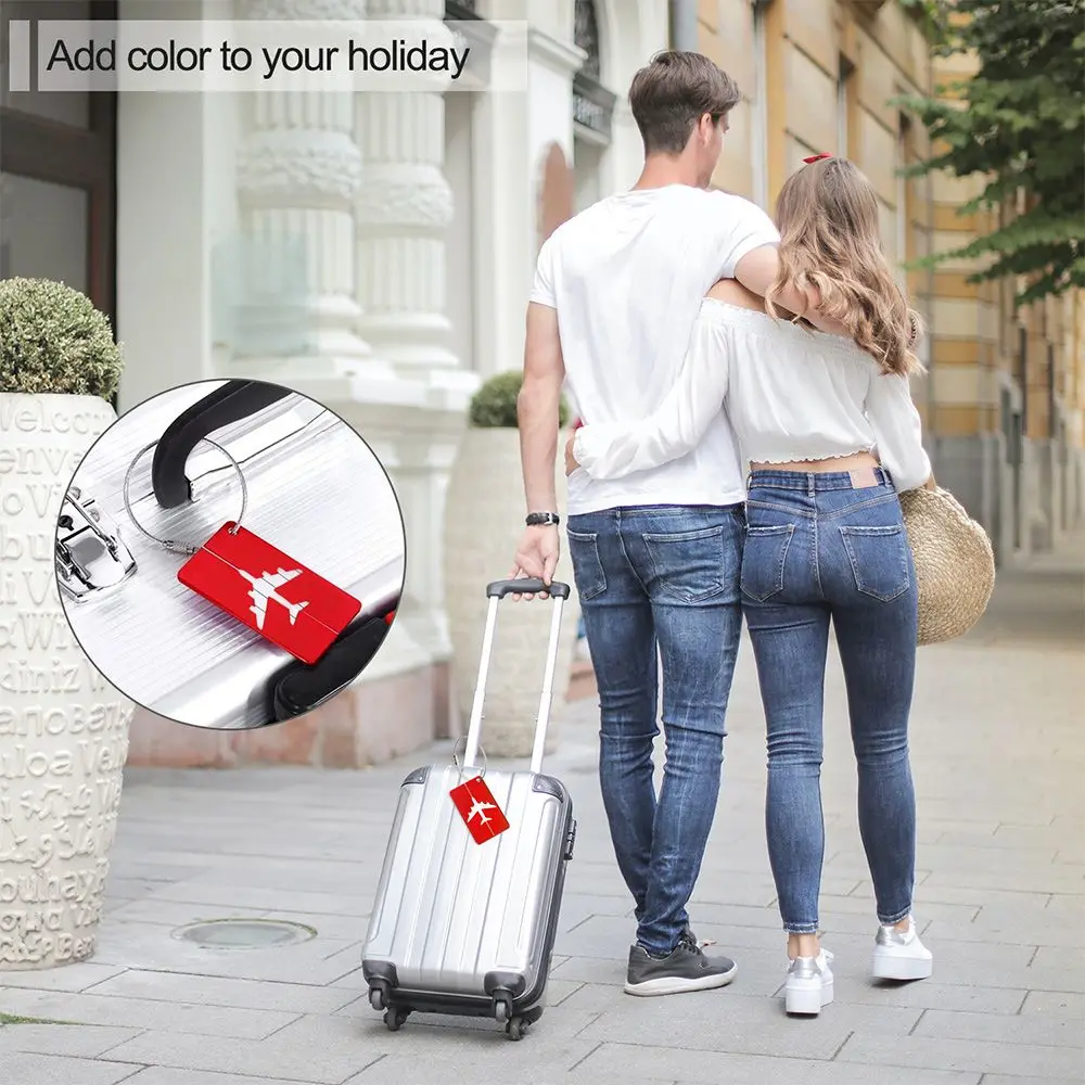 Name ID Card Identifier Aluminium Stainless Steel Metal Travel Luggage Tags Bag Tag Labels with Ropes Suitcase Labels