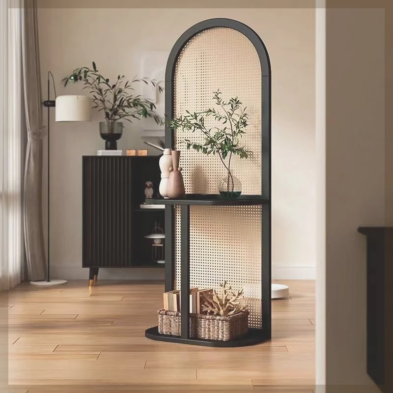 

Rattan partition display screen, entrance porch is opposite the door and wall, corner cabinet, retro French-Chinese storage, sto