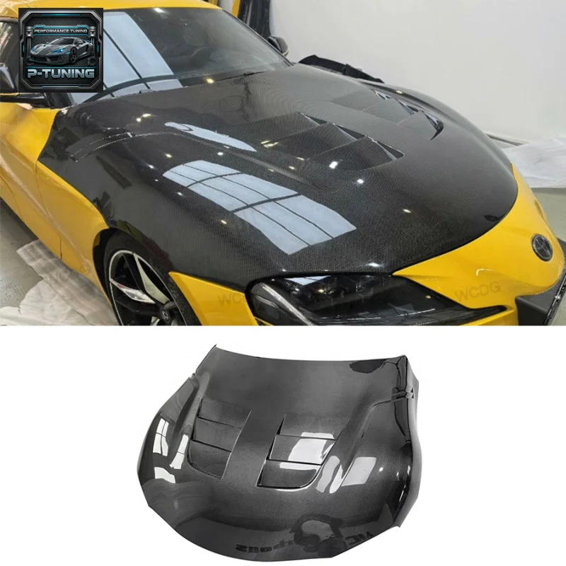 

TS Style Carbon Fiber Front Hood for Toyota Supra GR MK5 MKV A90 A91 2019+ Car Hood Engine Hood Bonnet Cover Bodykit