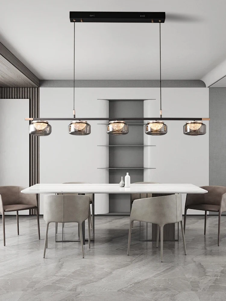 

Long Modern Candy Jar Gray Glass Ceiling Chandelier Dining Room Table Bar Decor Minimalist Luxury Light Fixture Postmodern
