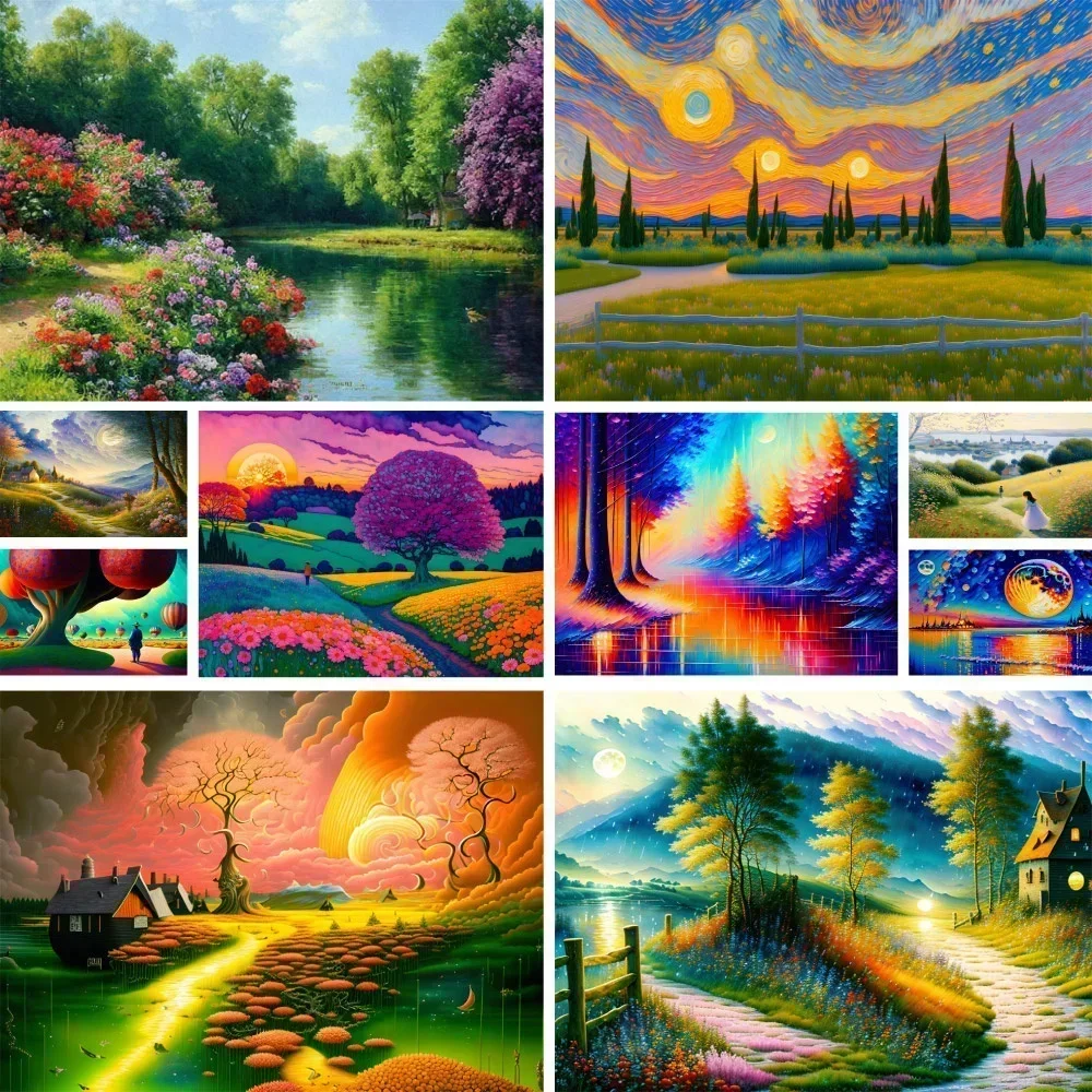 

120756 Fantasy Nature Landscape Paint By Numbers Set Oil Paints 40*50 Picture By Numbers Photo