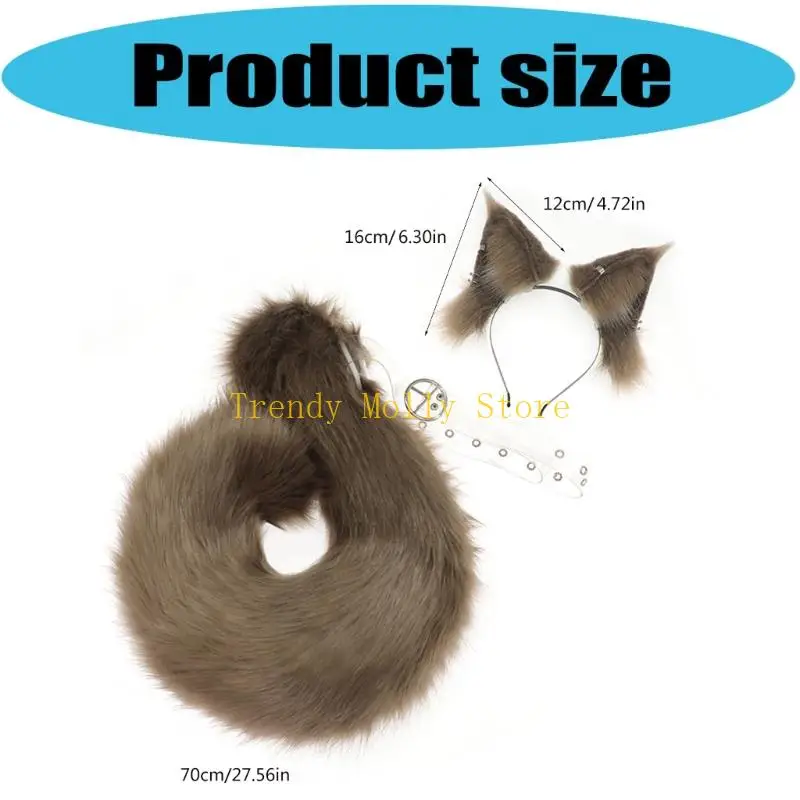 N5KB Tier-Eichhörnchen-Kostüm-Set, Eichhörnchenohren-Stirnband mit Eichhörnchenschwanz für Jungen und Mädchen