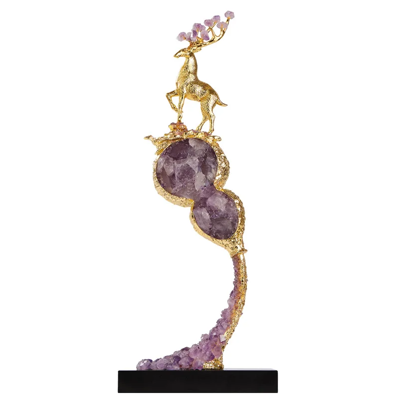 LTT light luxury TV cabinet amethyst Fulu Gaosheng lucky ornament living room entrance wine cabinet decoration