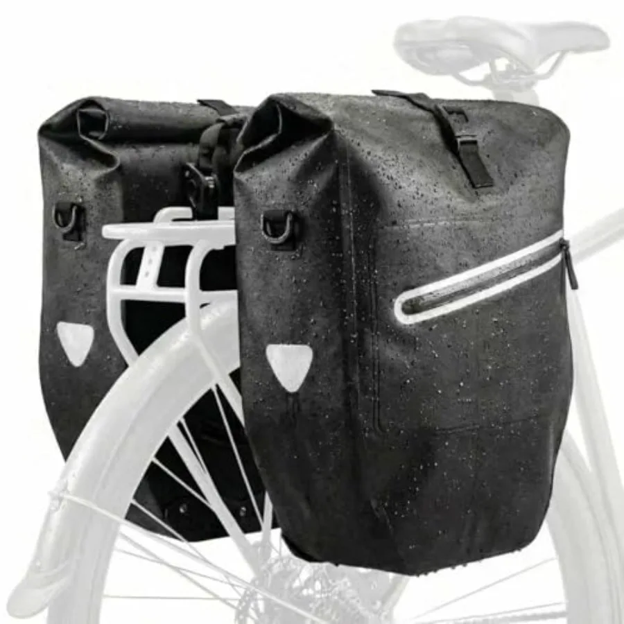 

Waterproof Bike Panniers Bag28L Large Capacity Bicycle Rear Rack Bags with Quick-Release System and Reflective Strips 500D Heav