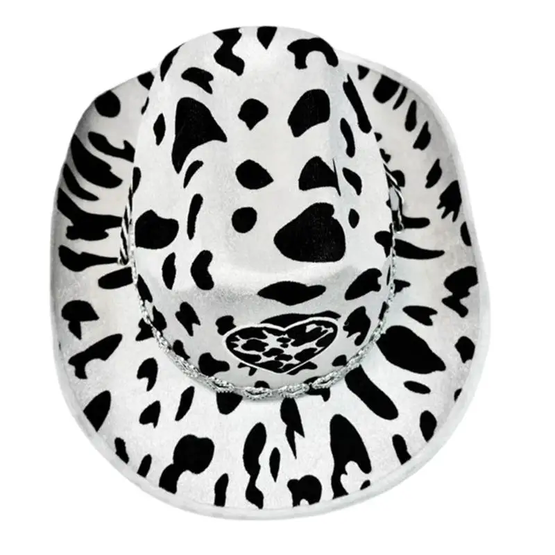 

A52E Cow Themed Cowboy Hats Soft Unisex Headwear Rhinestones Photo Props