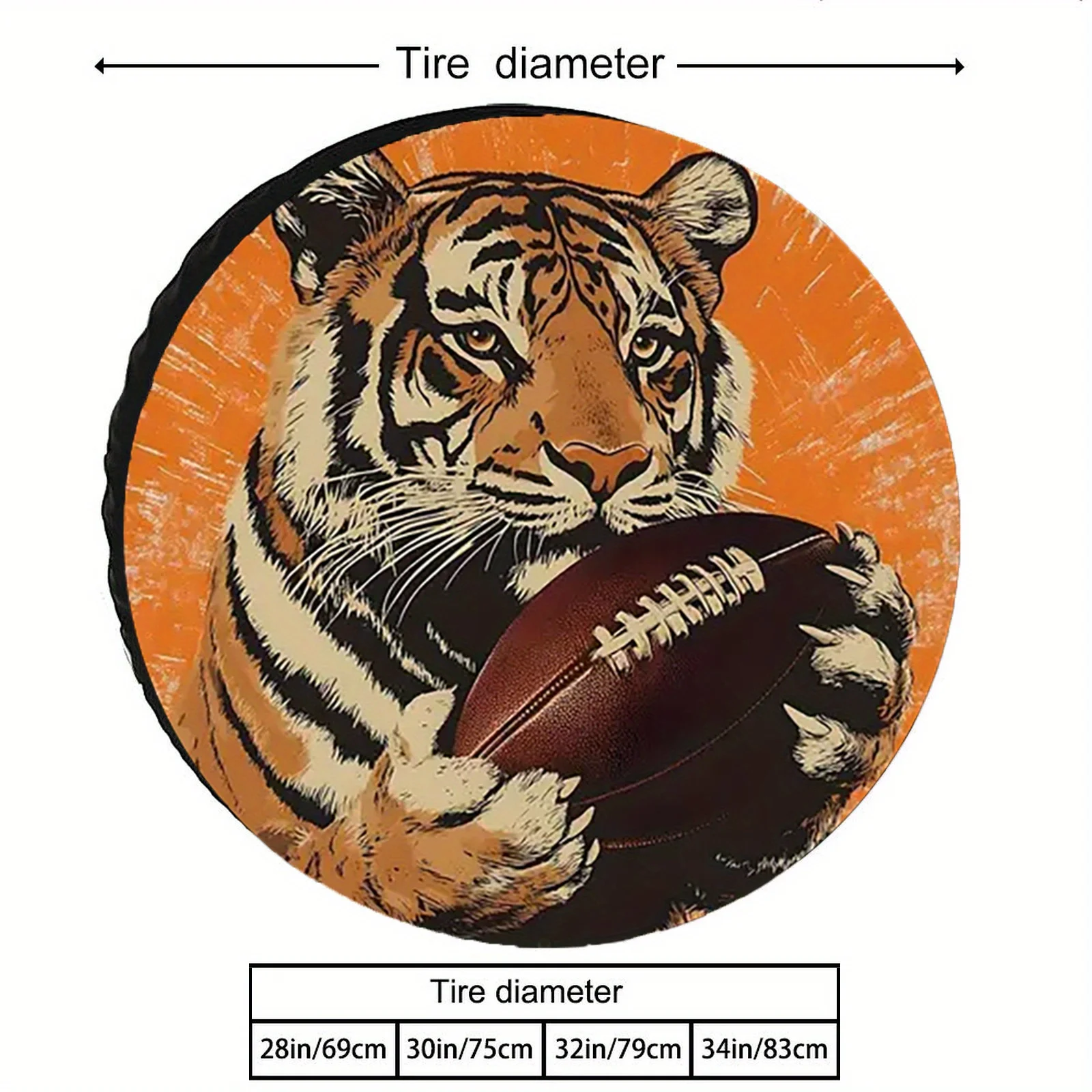 Tiger Holding Football Graphic Spare Tire Cover Durable Dust-proof Protector for RV Trailer Camper