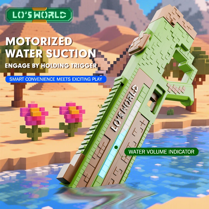 Pistola de água automática de sucção de água de brinquedo, pistola de água de mosaico, brinquedo de praia infantil pistola de água elétrica crianças adulto verão ao ar livre