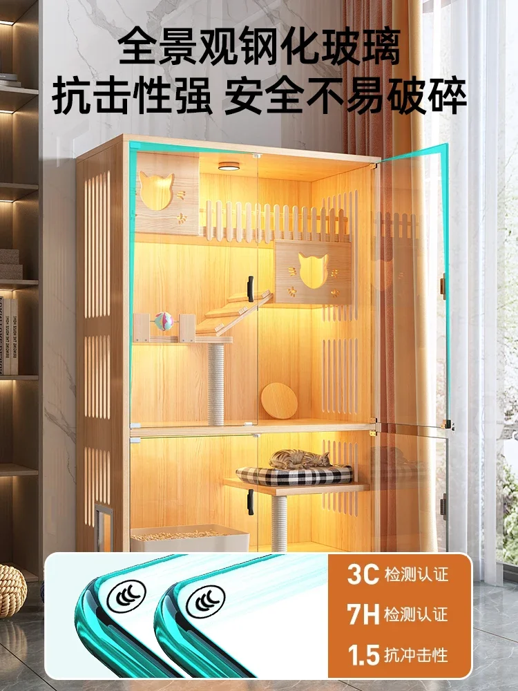 Cat Cage Home Solid Wood Cat Villa Super Free Space Cat House Luxury Cat Castle Multi-storey Cat Cabinet Cat Nest