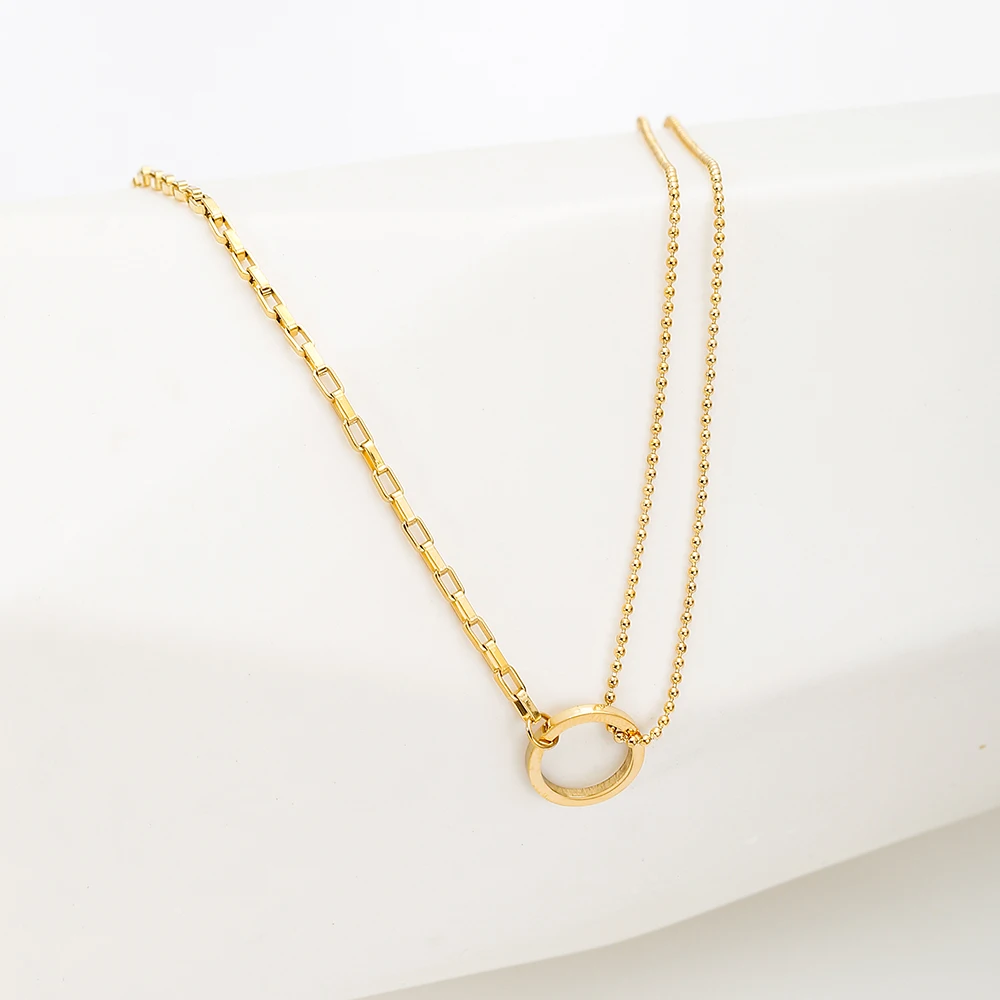 stainless steel Circle Pendant Necklace For Woman e Golden Color Unquie Fashion Necklace Wholesale