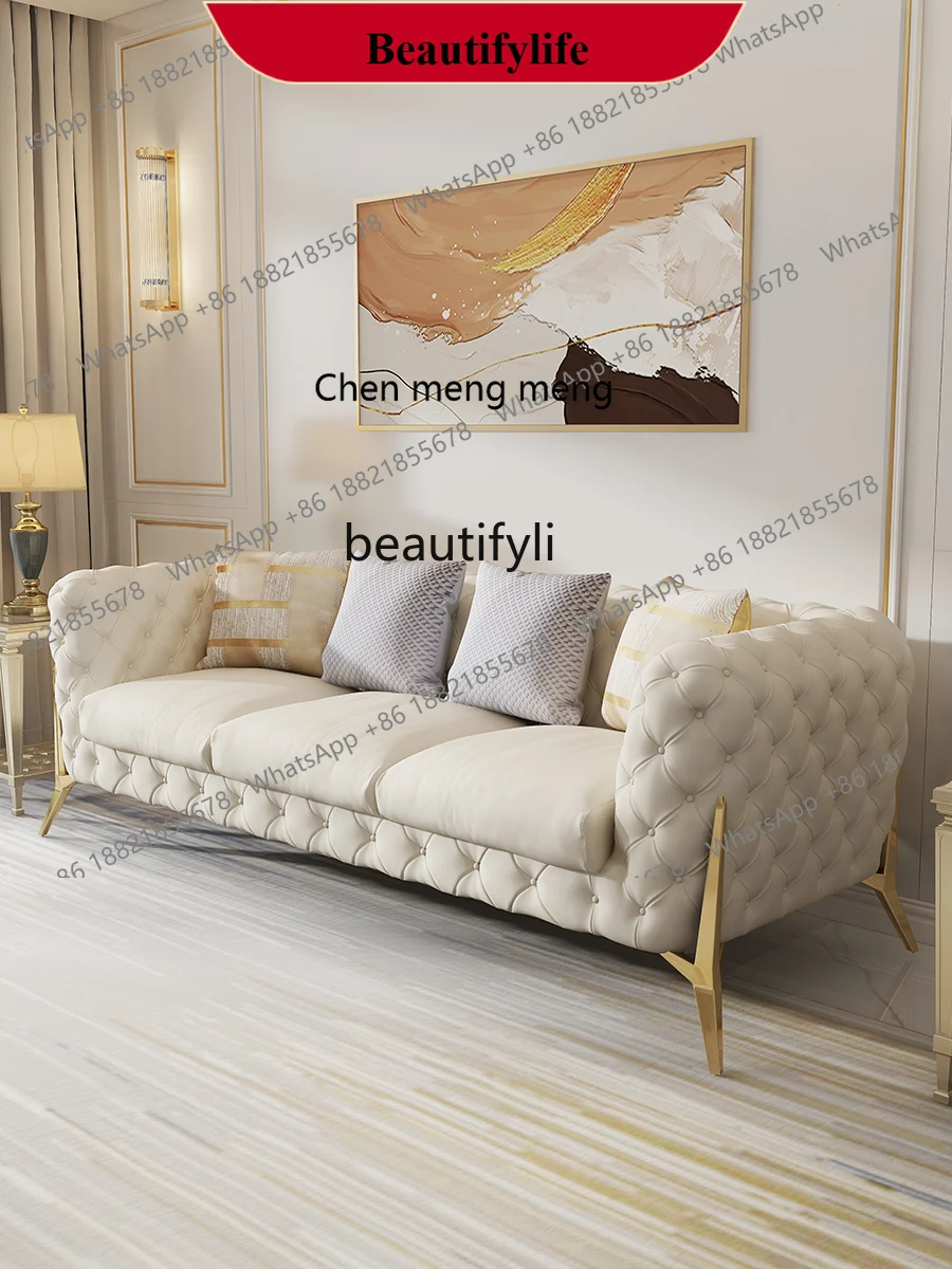 z183 Cream style, leather sofa, luxury American living room combination designer four-person sofa