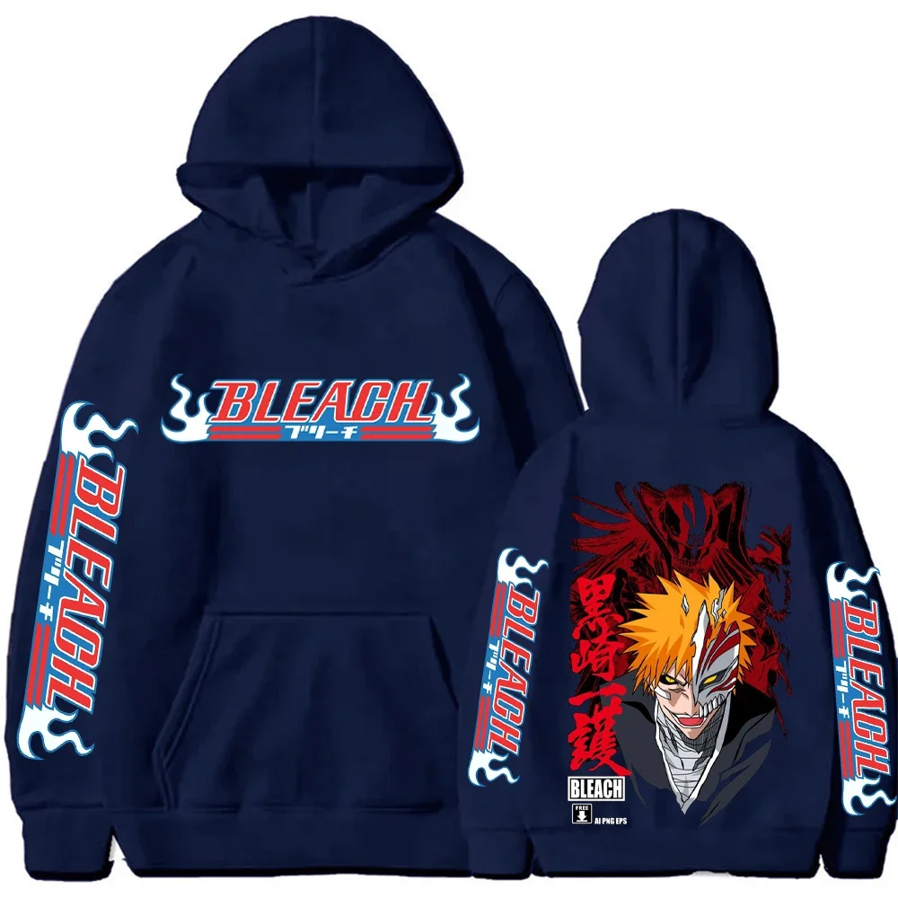 Cool Japanese Anime Bleach Kurosaki Ichigo Print Pullover Sweatshirt Hoodie Comfortable Personality Two-dimensional Hip-hop