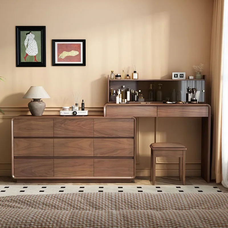Solid Wood Dresser Bedroom Makeup Table Antique Bedside Bucket Cabinet Integrated Corner Telescopic Cabinet