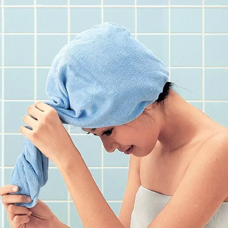 Toalha de banho super fina para adultos Tampão de cabelo seco, Toalhas esportivas para banheiro, Turbante macio para secagem de cabelo Miss Serviettes Face Wet