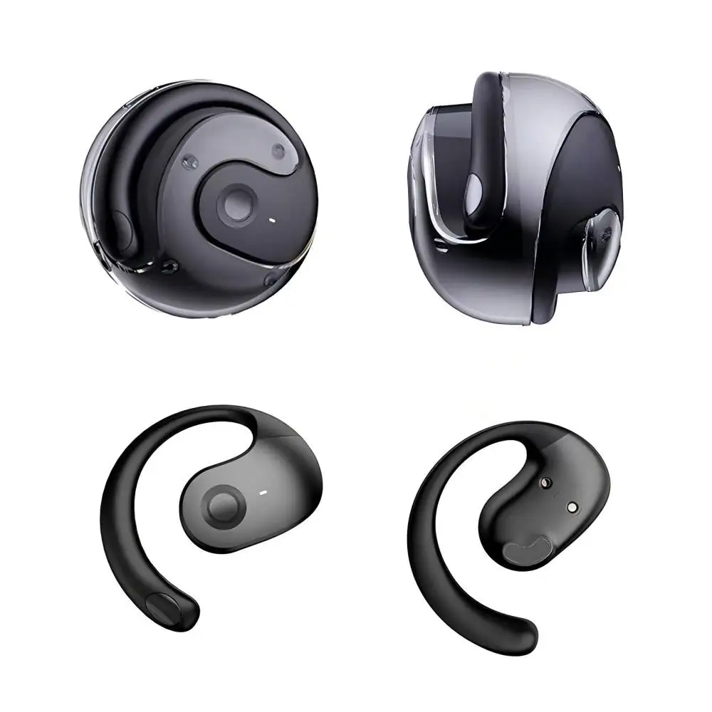 Open Ear Headphones Wireless Bluetooth 5.4 OWS Earbuds Earhooks Mic IPX5 Waterproof 48H Sport Running Workout Driving Black