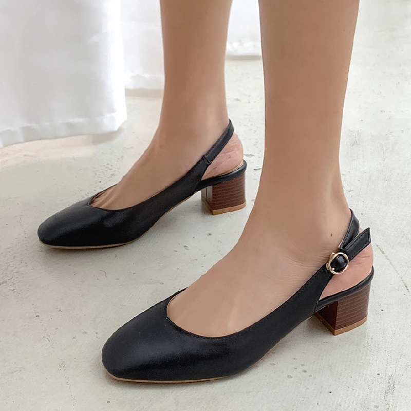 Summer Shoes For Women Sandals 2024 Large Size 52 50 Elegant Back Straps Low Heels Casual Nude Party Office Shoes Ladies Pumps