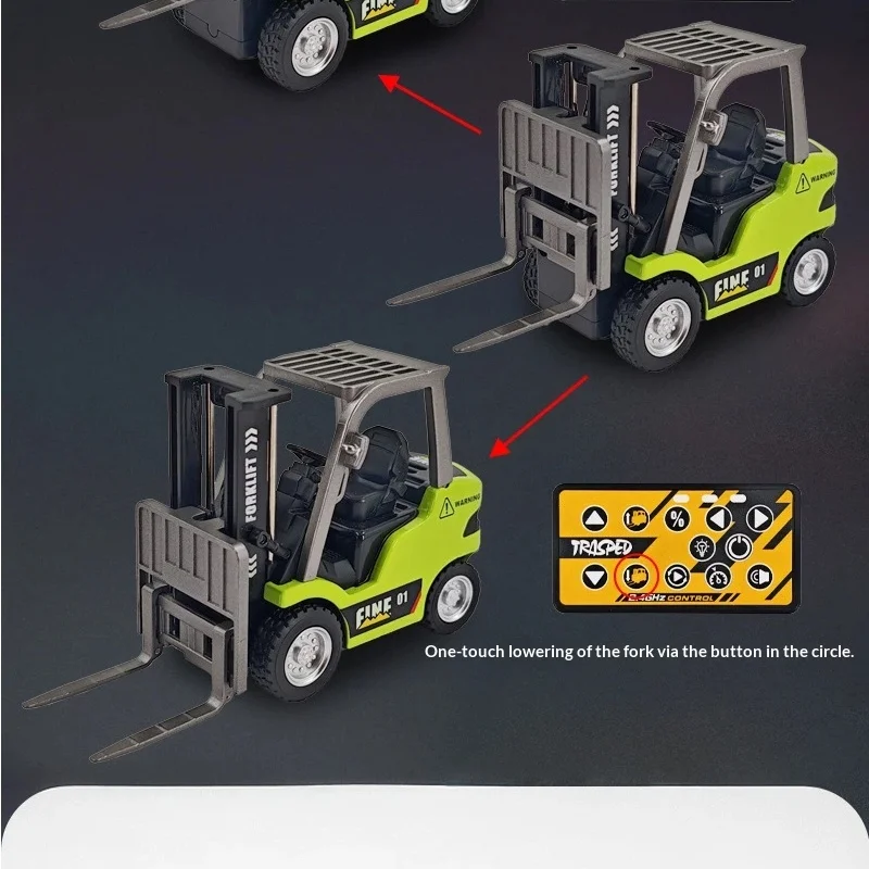 

Heng Guan HG4 244 Scale Alloy Forklift Model Electric Remote Control Mini Construction Vehicle Desktop Toy