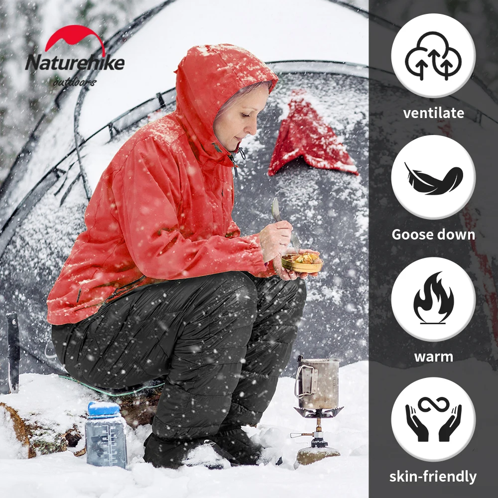 Naturehike 2024 New Winter Trekking Pants Waterproof Ultralight Warm Duck Down Pants Outdoor Hiking Woman Hombre Rain Pants