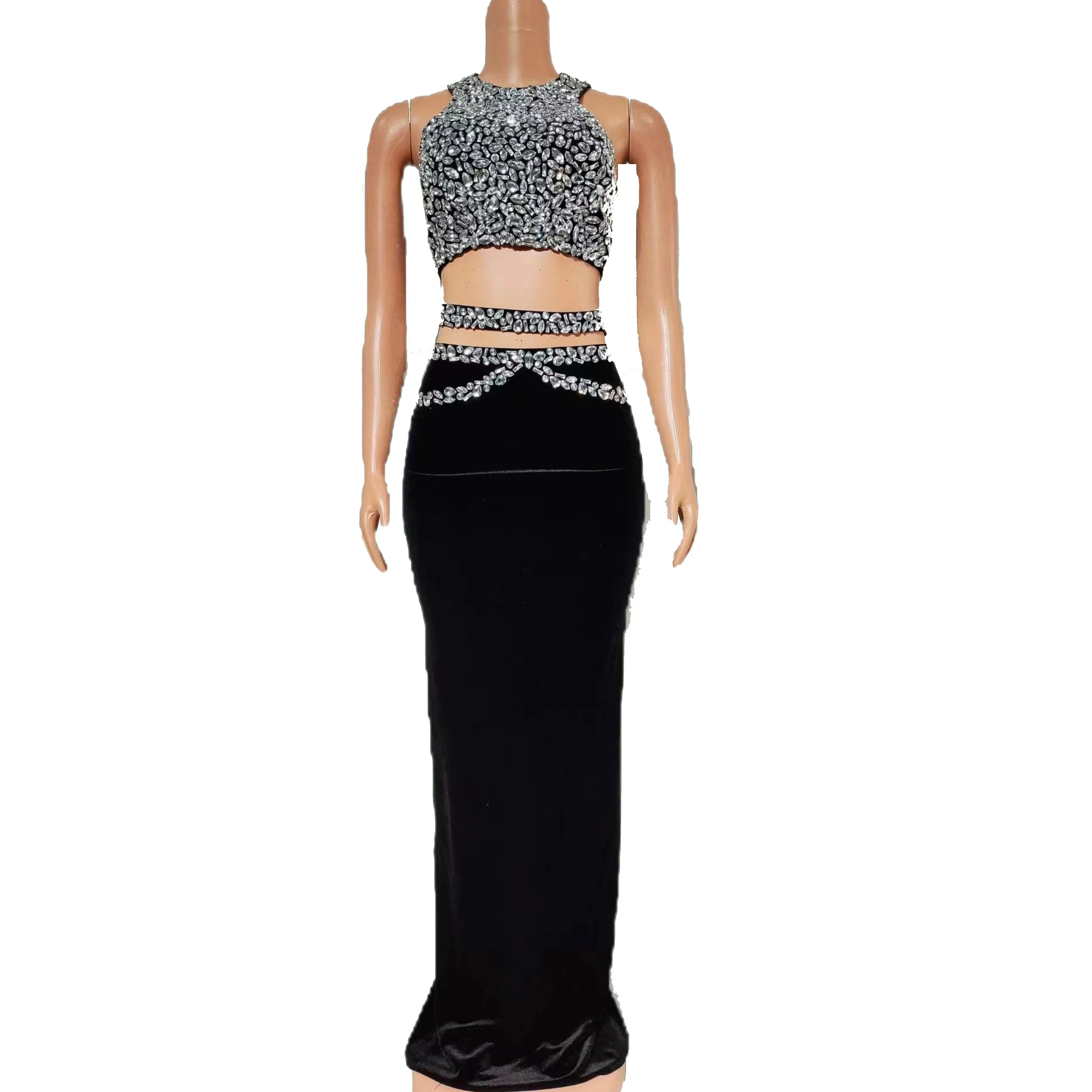 

Full Rhinestone Dance Costume Set for Female Singers Sexy GOGO Show Outfit for Bar DJ Club Parties Disco Stage Crystal