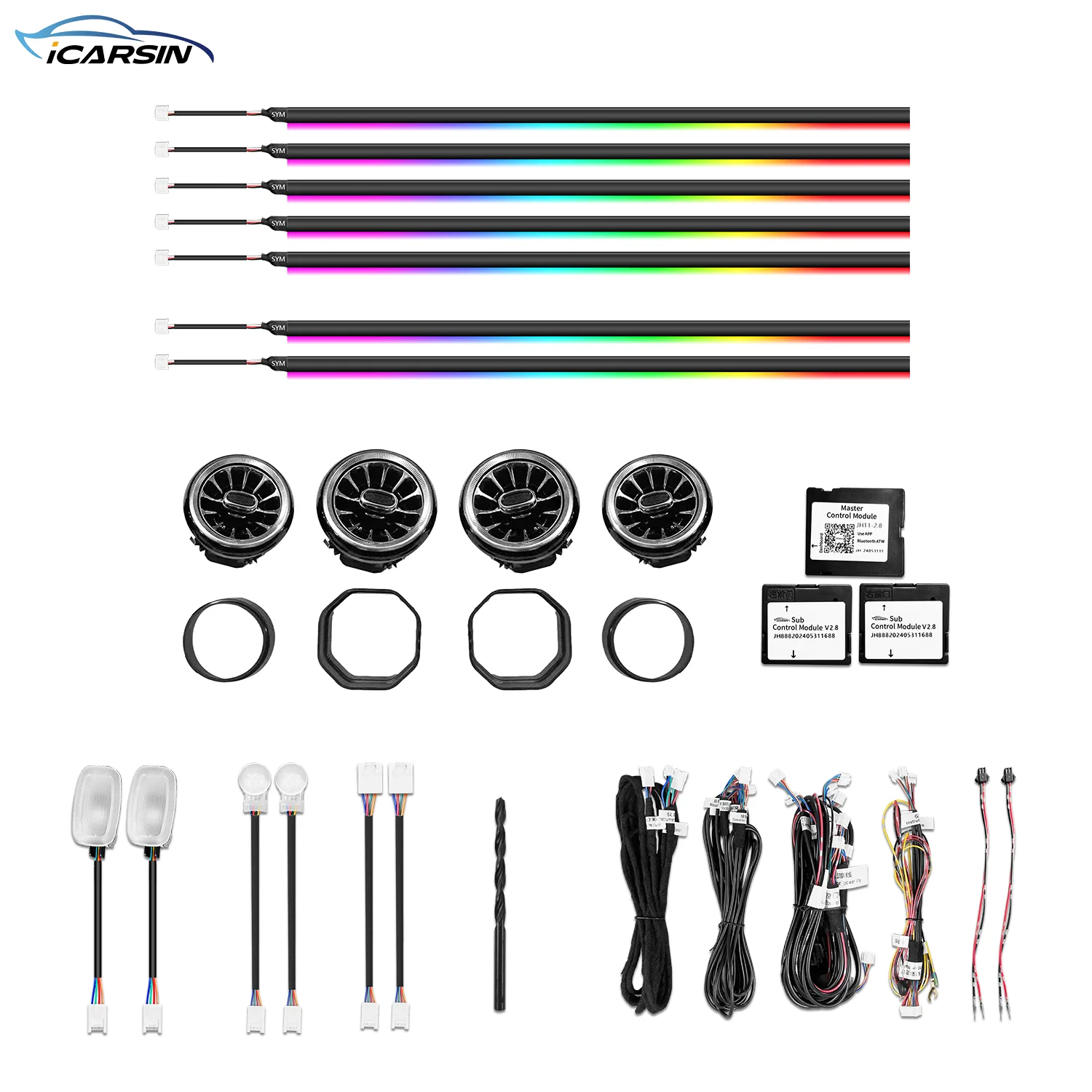ICarsin 64 Colors Ambient Lighting for Mercedes Sprinter W907 Illuminate Air Vent Interior LED Light Upgrade Custom Fit