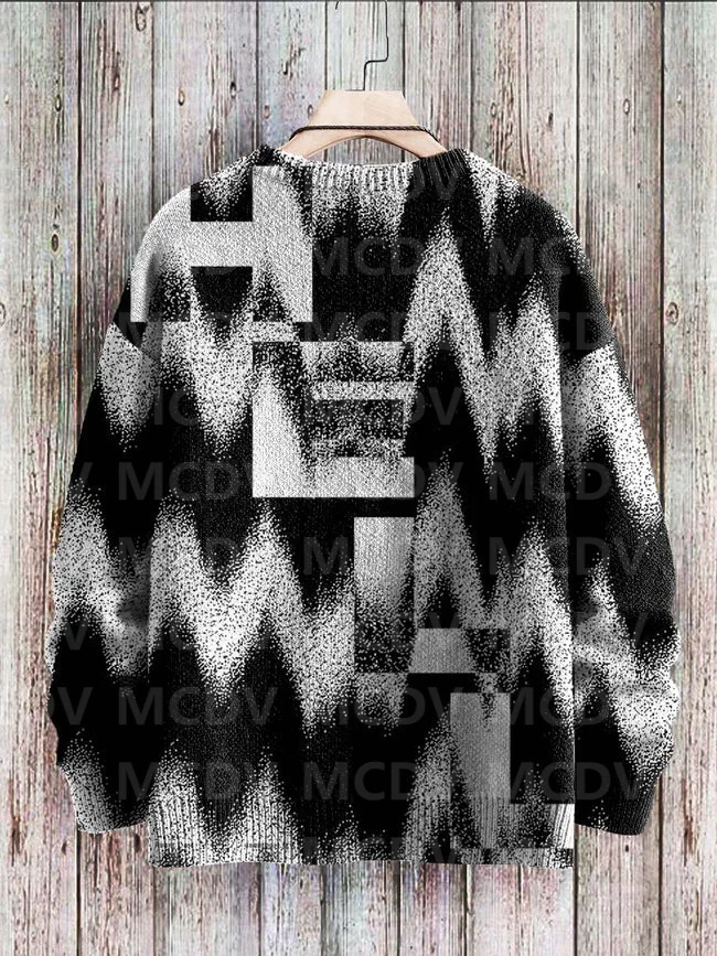 Abstract Multicolor Gradient Art Fashion Print Pullover Knit Casual Sweater Women For Men Sweater