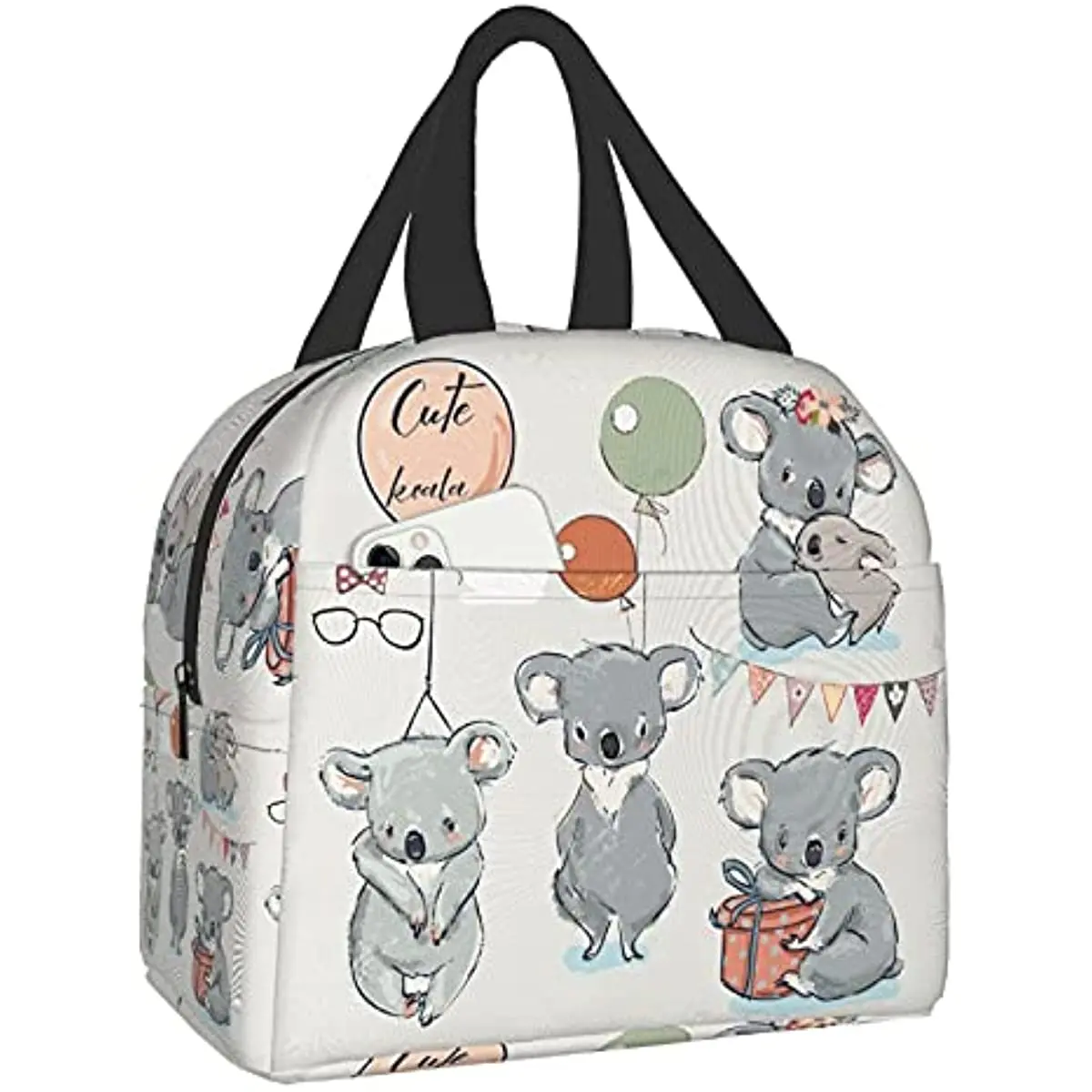 Fiambrera de Koala DIY para hombre y mujer, bolsa de almuerzo aislada con temática de fiesta, bolso de mano reutilizable, perfecto para oficina/Camping