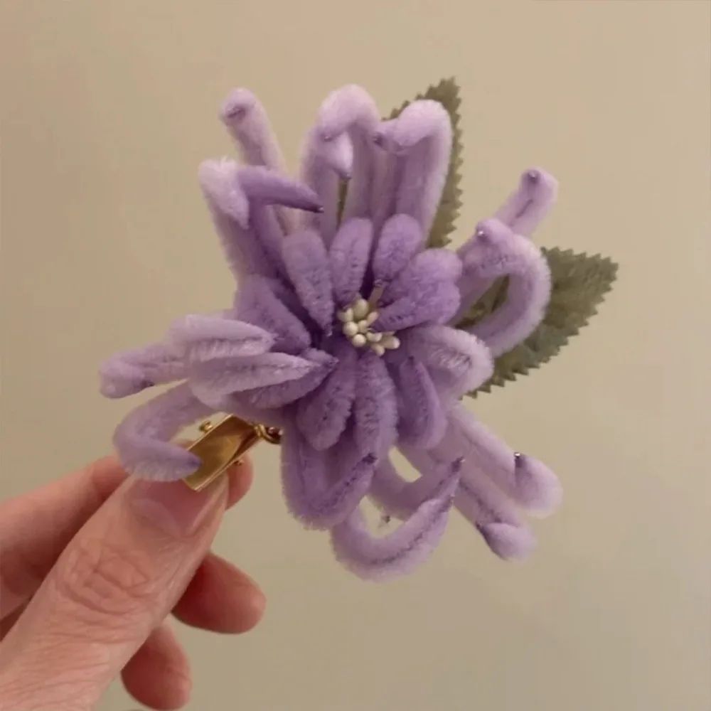 

Chinese Style Velvet Flower Hair Clip Elegant Back Head Wear Side Clip High-end Feel Versatile Hair Claw New Year Headdress