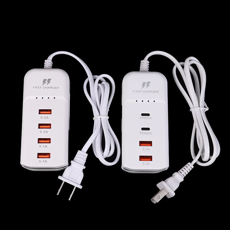 Adaptador de concentrador USB para teléfono móvil, cargador rápido con enchufe estadounidense, PD tipo C, carga rápida, multipuerto, 1 ud.