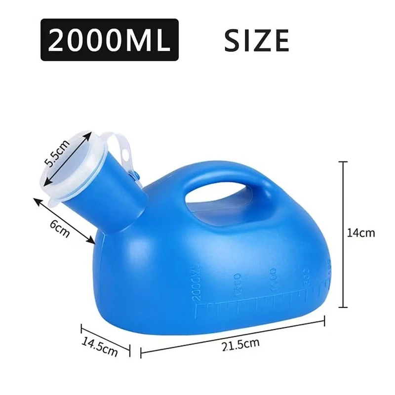 Toilet Supply For Outdoor 2000ml Plastic Male Elderly Bed Potty Pee Bottle Collector With 160cm Tube Portable Pee Urine Bottle