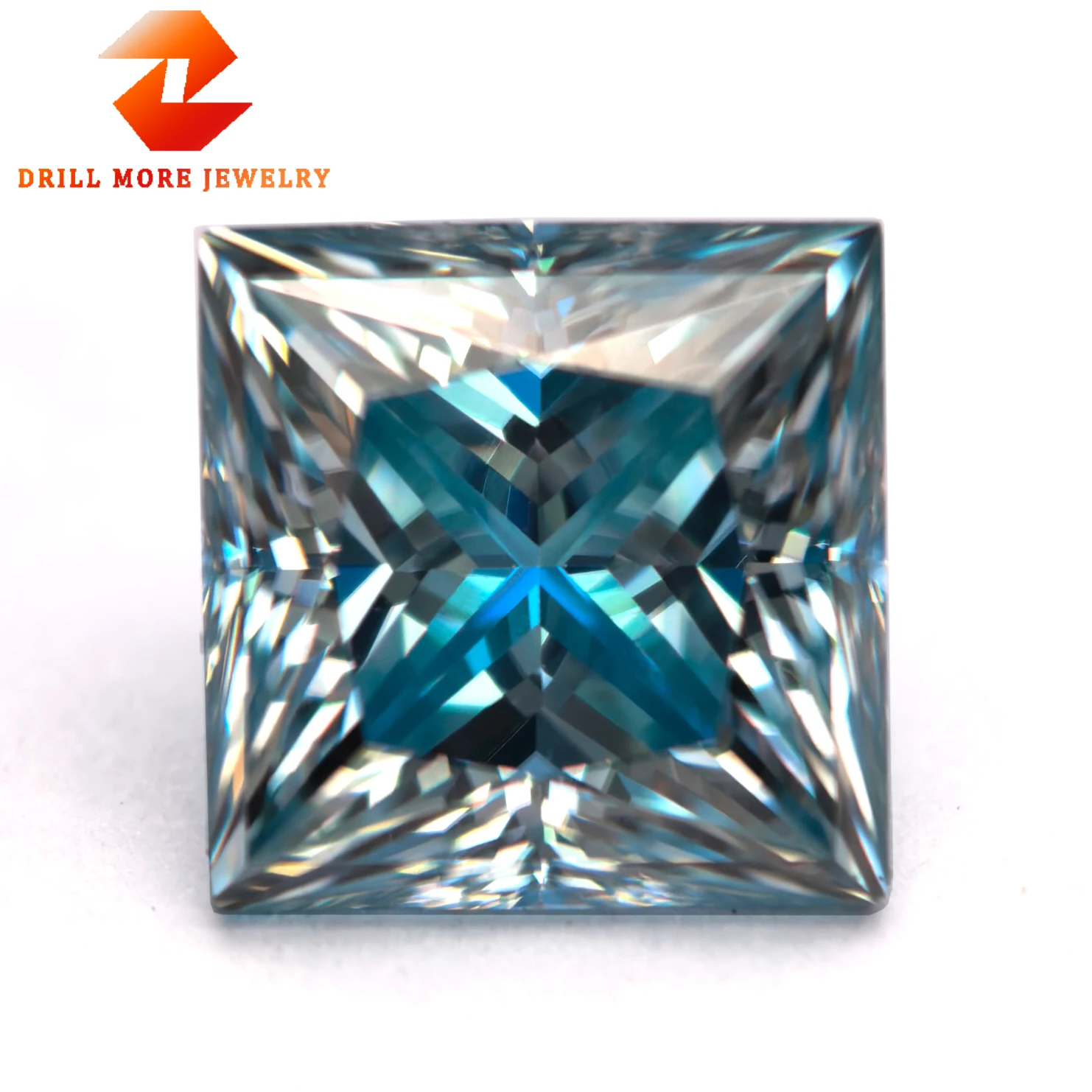 New Sea Blue Color Moissanite Stone Princess Cut GRA Certified Moissanite Loose Gems Pass Diamond Tester for Jewelry Making